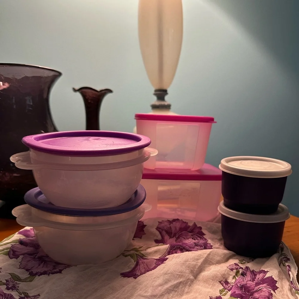 12-Piece Vintage Tupperware Includes Variety Purple & Pink Container & Lid Sets